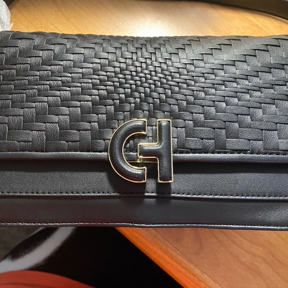 Cole Haan Mini Black Woven Shoulder Bag Grand Series